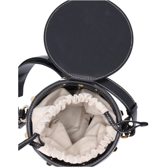 Salvatore Ferragamo Gancini Drawstring Bucket Bag Wicker Studded Leather + Pouch - Picture 12 of 12